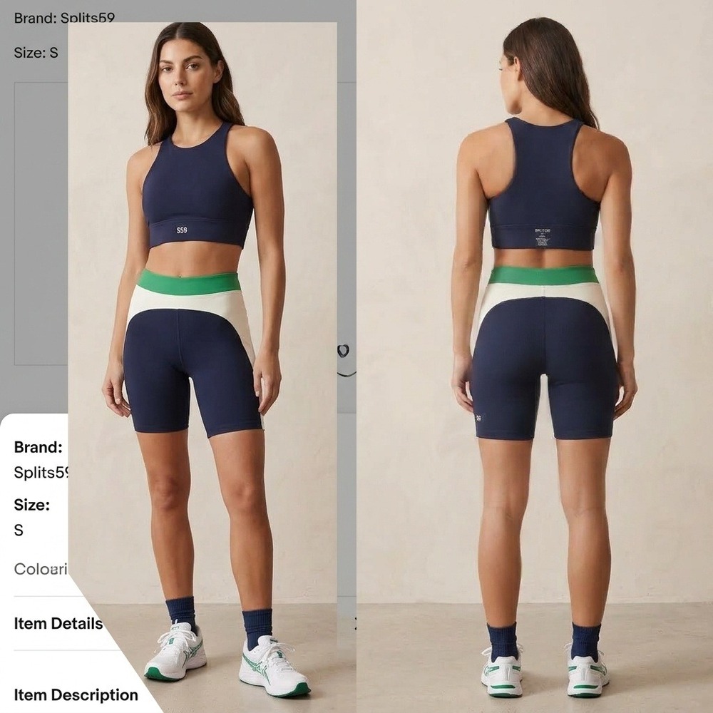 Splits59 Activewear Set Womens Small Navy Green Excellent Colorblock Shorts